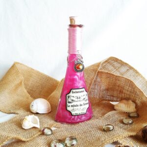 Bouteille en verre potion magique la mélodie des sirènes rose l'atelier des mystères vue de face