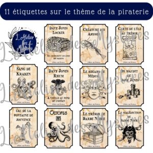 Étiquettes pirates, piraterie PDF à télécharger l'atelier des mystères