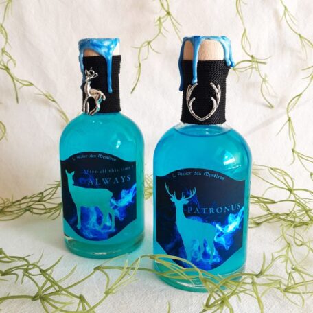 potion décorative phosphorescente brille dans le noir patronus et always l'atelier des mystères vu face