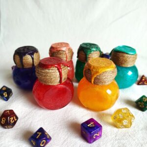 Dice potion lanceur de dés 20 l'atelier des Mystères toutes les couleurs